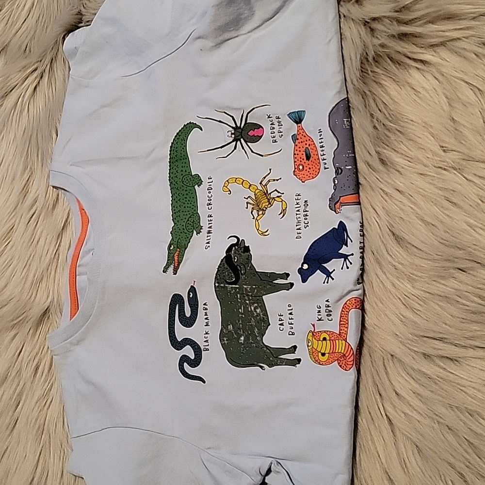 Mini Boden Blue Animals T-Shirt Size 11-12